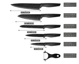 6 Piece Black Knife Set with peeler