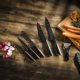 6 Piece Black Knife Set with peeler