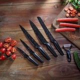 6 Piece Black Knife Set with peeler