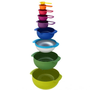 9 Piece Nested Food Preparation Bowl Set - Multicolour