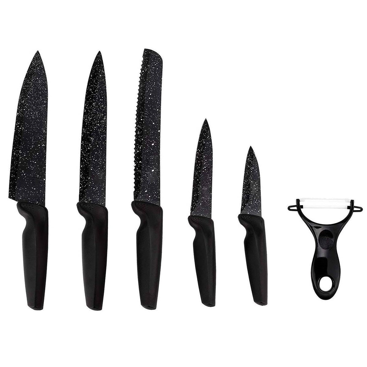 6 Piece Black Knife Set with peeler – Diva Gift