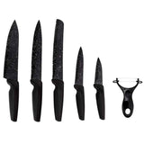 6 Piece Black Knife Set with peeler