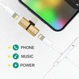 2 in 1 Lightning Splitter Headphone Adapter Charger (Black)