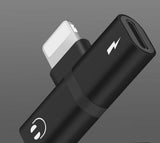 2 in 1 Lightning Splitter Headphone Adapter Charger (Black)