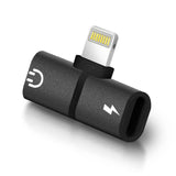 2 in 1 Lightning Splitter Headphone Adapter Charger (Black)