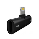2 in 1 Lightning Splitter Headphone Adapter Charger (Black)