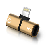 2 in 1 Lightning Splitter Headphone Adapter Charger (Gold)