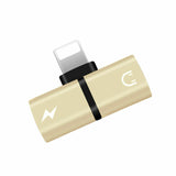 2 in 1 Lightning Splitter Headphone Adapter Charger (Gold)