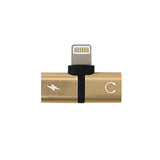 2 in 1 Lightning Splitter Headphone Adapter Charger (Gold)