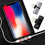 2 in 1 Lightning Splitter Headphone Adapter Charger (Red)