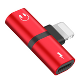 2 in 1 Lightning Splitter Headphone Adapter Charger (Red)