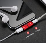 2 in 1 Lightning Splitter Headphone Adapter Charger (Red)