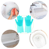Multi Purpose Silicone Dishwashing Gloves with Bristles (Green)