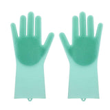 Multi Purpose Silicone Dishwashing Gloves with Bristles (Green)