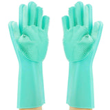 Multi Purpose Silicone Dishwashing Gloves with Bristles (Green)