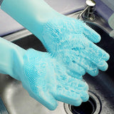 Multi Purpose Silicone Dishwashing Gloves with Bristles (Green)