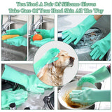 Multi Purpose Silicone Dishwashing Gloves with Bristles (Green)