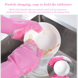 Multi Purpose Silicone Dishwashing Gloves with Bristles (Pink)