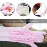 Multi Purpose Silicone Dishwashing Gloves with Bristles (Pink)