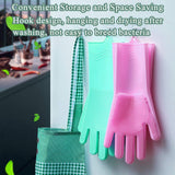 Multi Purpose Silicone Dishwashing Gloves with Bristles (Pink)