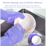 Multi Purpose Silicone Dishwashing Gloves with Bristles (Purple)