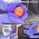Multi Purpose Silicone Dishwashing Gloves with Bristles (Purple)
