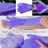 Multi Purpose Silicone Dishwashing Gloves with Bristles (Purple)