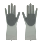 Multi Purpose Silicone Dishwashing Gloves with Bristles (Silver)