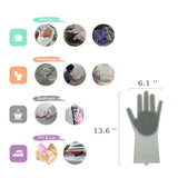 Multi Purpose Silicone Dishwashing Gloves with Bristles (Silver)