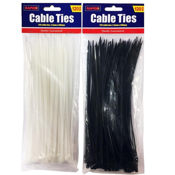Rapide WHITE Cable Ties 200mm 80PC
