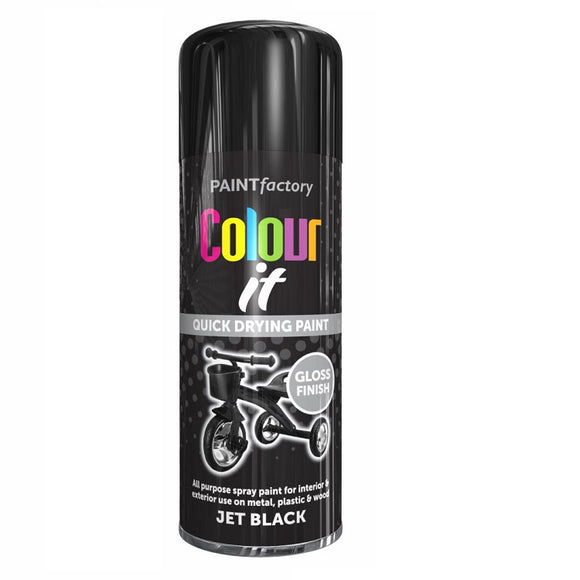 Colour It Jet Black Gloss Spray Paint - 400ml