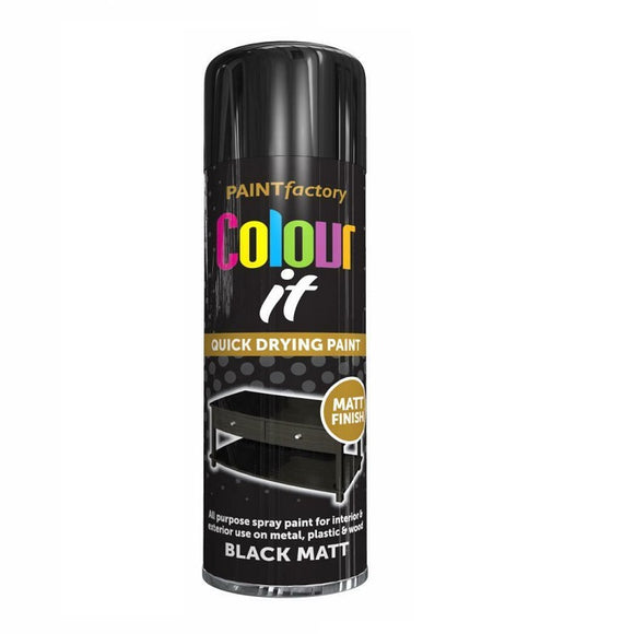Colour It Flat Matt Black Spray Paint - 250m