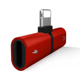2 in 1 Lightning Splitter Headphone Adapter Charger (Red)