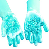 Multi Purpose Silicone Dishwashing Gloves with Bristles (Green)