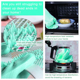 Multi Purpose Silicone Dishwashing Gloves with Bristles (Green)