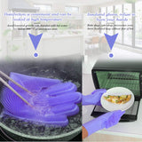Multi Purpose Silicone Dishwashing Gloves with Bristles (Purple)