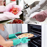 Multi Purpose Silicone Dishwashing Gloves with Bristles (Silver)