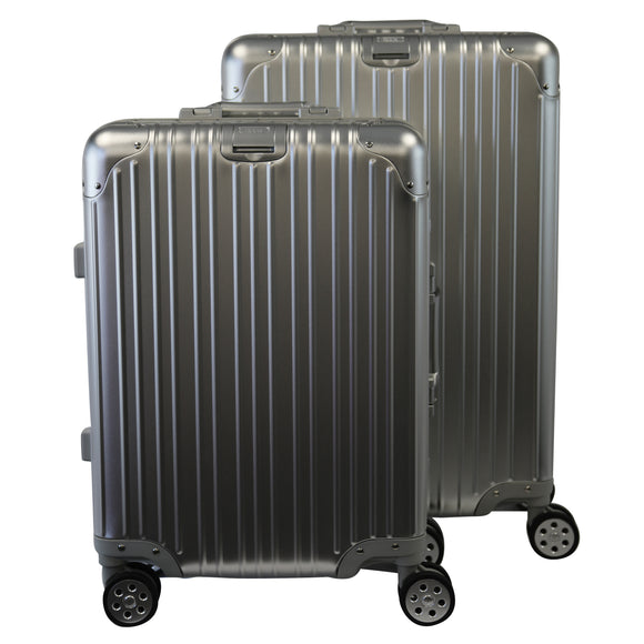 Rock Aluminium Travel Suitcase (24 Inch Silver)