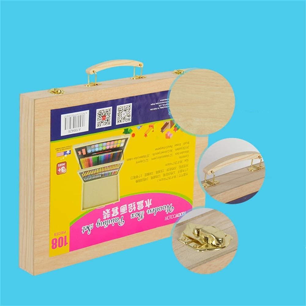 106pcs stationery gifts wooden box painting